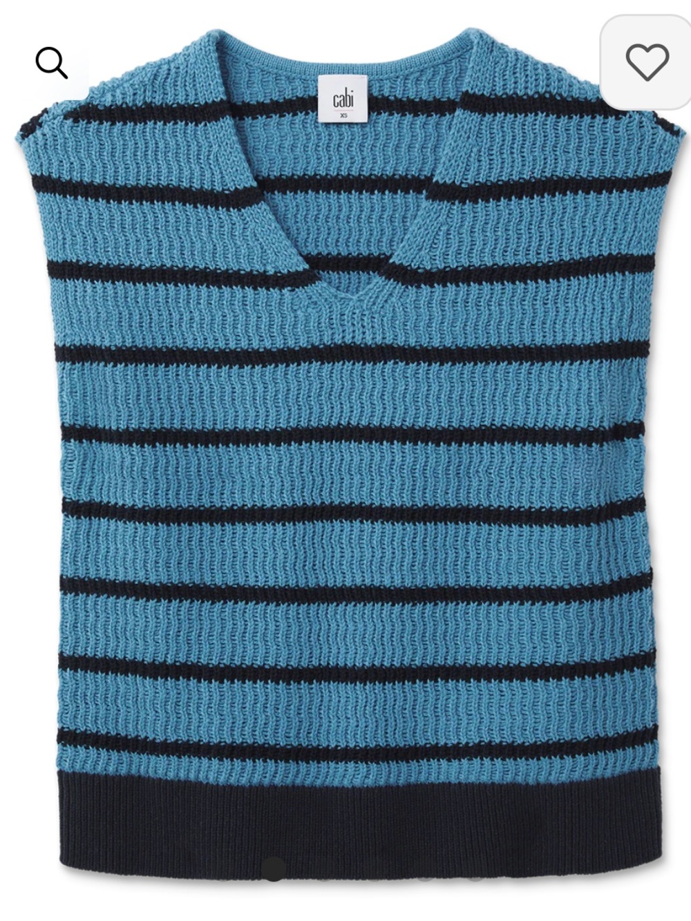 cabi Match Point Sweater Blue & Navy Striped V‑Neck Sweater Vest